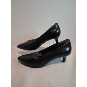 Rockport Total Motion Black Leather Pointed Toe Kitten Heel Pumps Size 9M